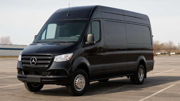Exterior of Galesburg Party Bus Company's 14 Passenger Sprinter Limousine in Galesburg