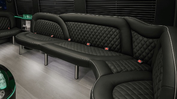 Interior of Waukegan Party Bus Company's 14 Passenger Sprinter Limousine in Waukegan