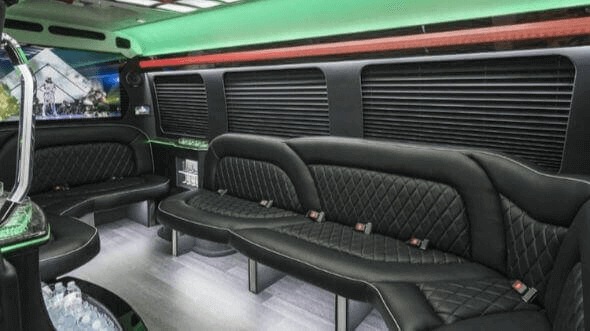 Interior of Mundelein Party Bus Company's 15 Passenger Party Bus in Mundelein