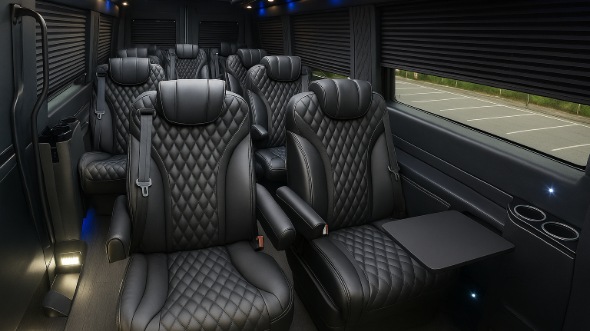 Interior of Illinois Party Bus Company's 18 Passenger Minibus in Illinois