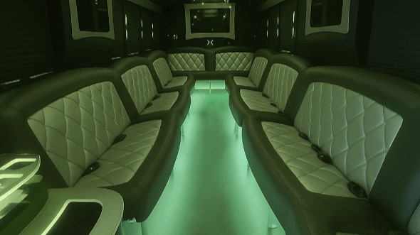 Interior of Galesburg Party Bus Company's 20 Passenger Party Bus in Galesburg