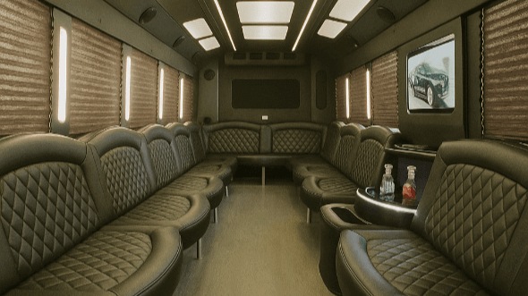 Interior of Buffalo Grove Party Bus Company's 30 Passenger Party Bus in Buffalo Grove
