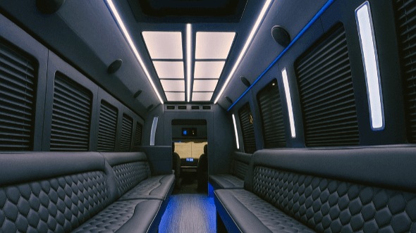 Interior of Des Plaines Party Bus Company's 30 Passenger Party Bus in Des Plaines