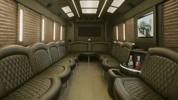 Interior of Downers Grove Party Bus Company's 30 Passenger Party Bus in Downers Grove