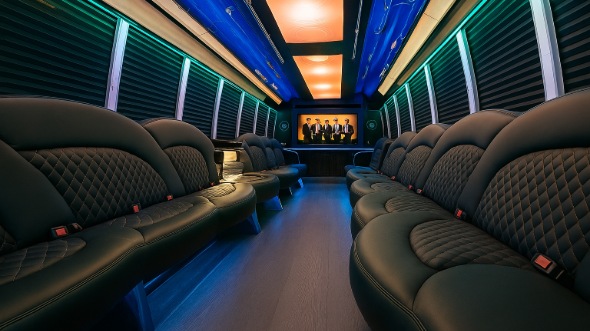 Interior of Elgin Party Bus Company's 40 Passenger Party Bus in Elgin