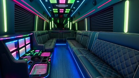 Interior of Glendale Heights Party Bus Company's 40 Passenger Party Bus in Glendale Heights