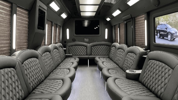 Interior of Highland Park Party Bus Company's 40 Passenger Party Bus in Highland Park