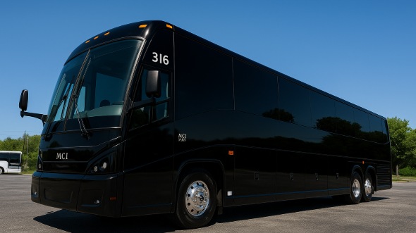 Exterior of Illinois Party Bus Company's 44 Passenger Charter Bus in Illinois