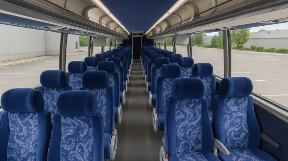 Interior of Illinois Party Bus Company's 45 Passenger Charter Bus in Illinois