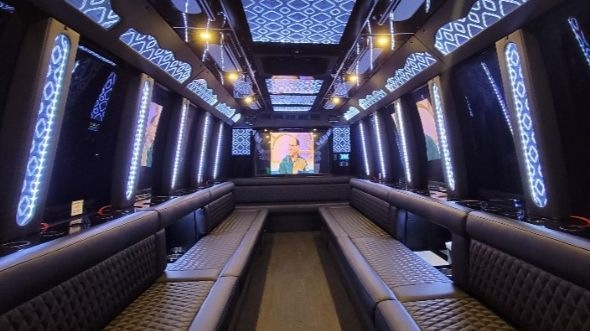 Interior of Algonquin Party Bus Company's 50 Passenger Party Bus in Algonquin