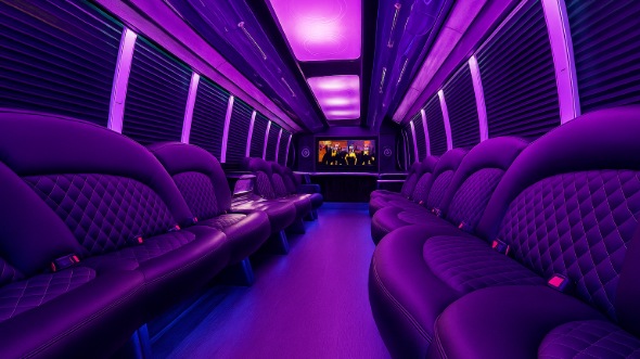 Interior of DeKalb Party Bus Company's 50 Passenger Party Bus in DeKalb