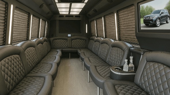 Interior of Downers Grove Party Bus Company's 50 Passenger Party Bus in Downers Grove