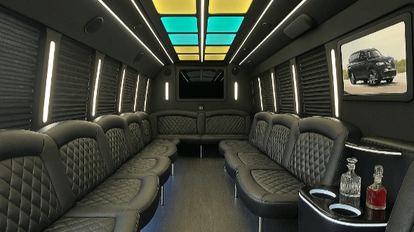 Interior of Gurnee Party Bus Company's 50 Passenger Party Bus in Gurnee