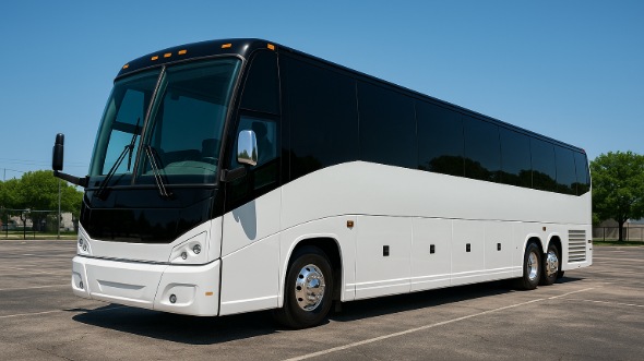 Exterior of Illinois Party Bus Company's 55 Passenger Charter Bus in Illinois